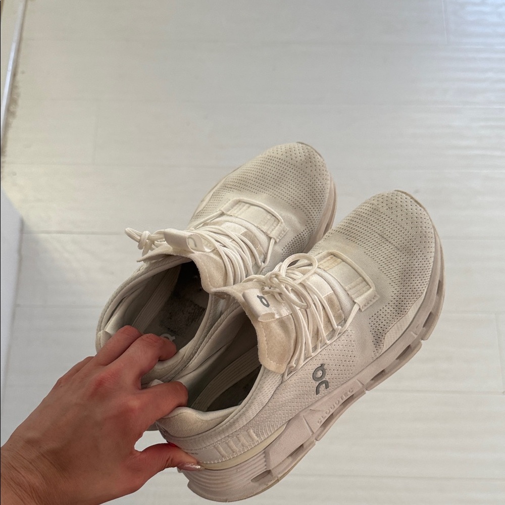 On Running Cloud Sneakers in Light Beige